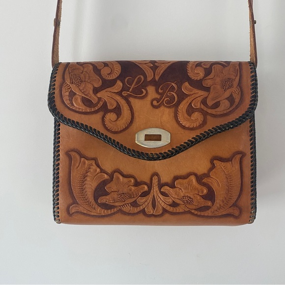 Vintage Tooled Leather Bag - Picture 2 of 10